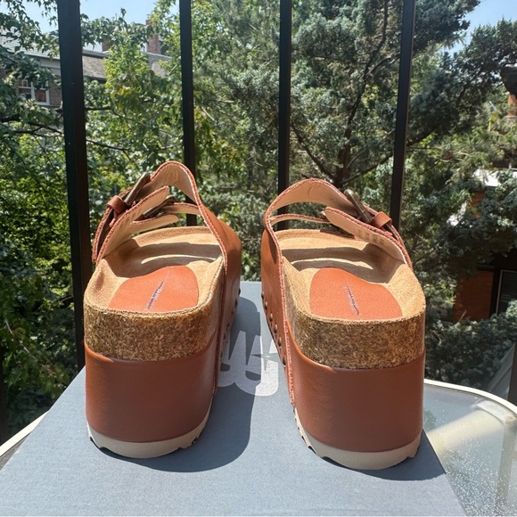 NWT Free People Rule Breaker Platform Sandals Brown Leather Studded Flatform 37 - Picture 7 of 15